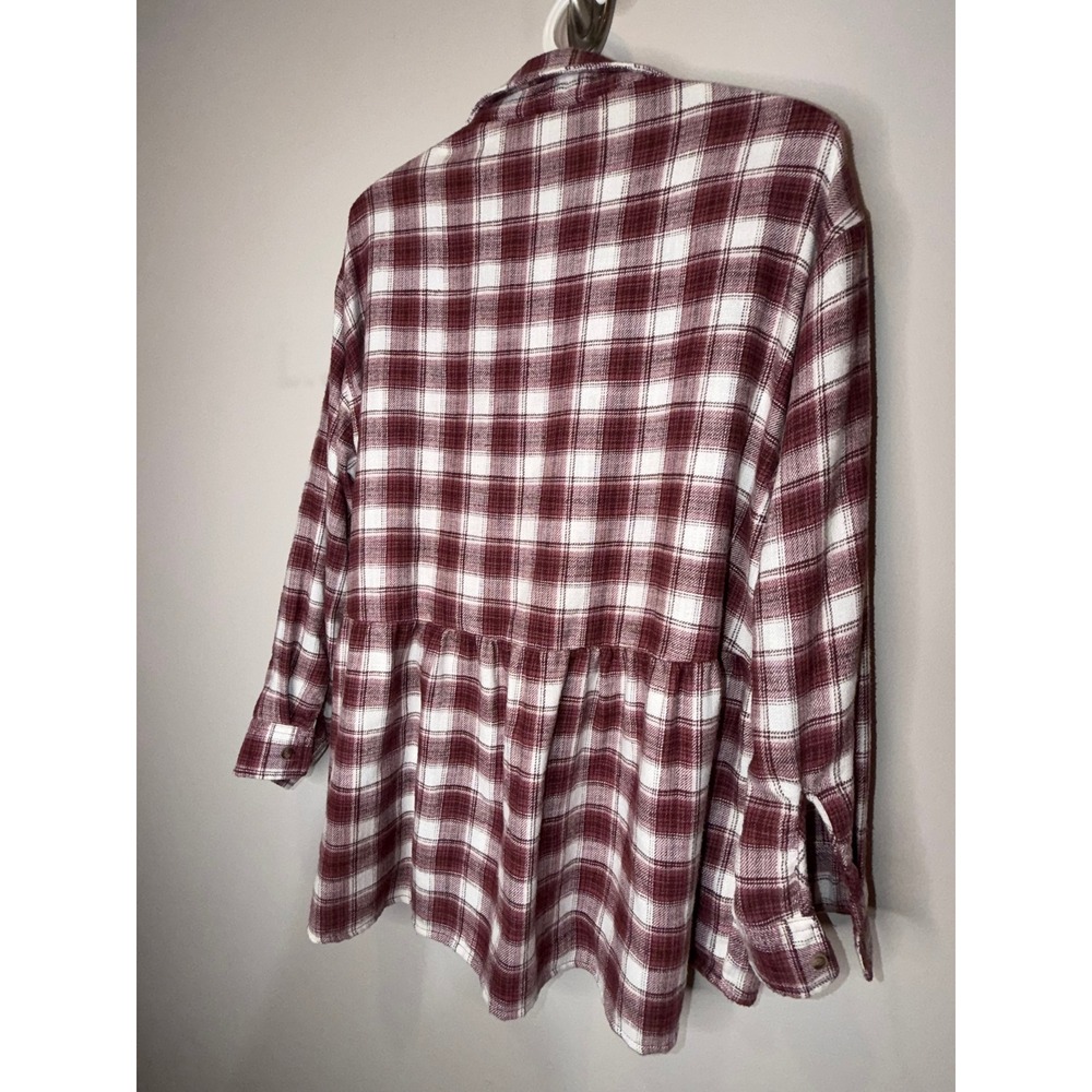 American Eagle Plaid Babydoll Tunic Flannel Top Boho Western - Picture 6 of 7